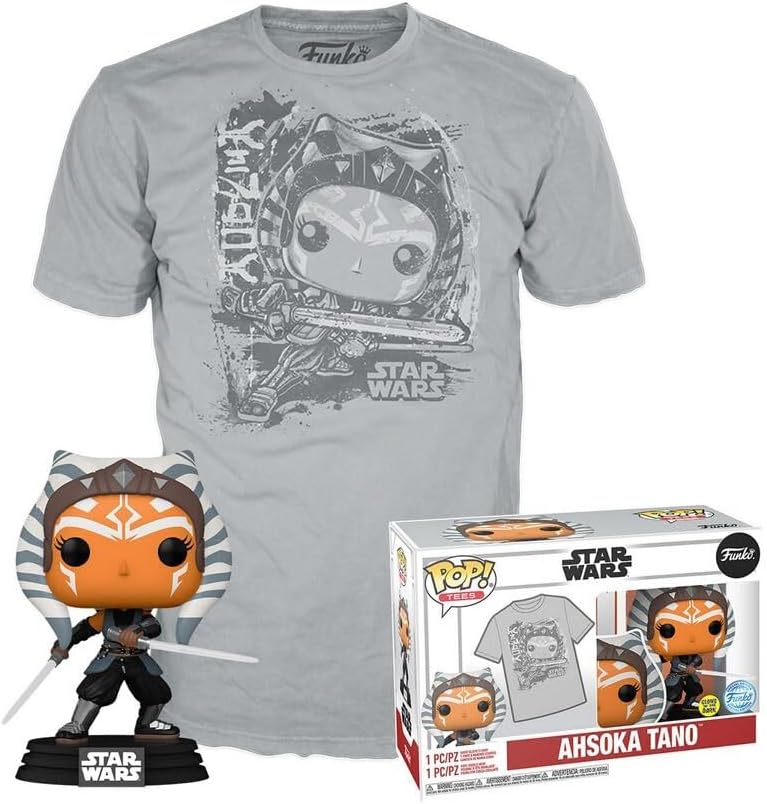 Funko POP! & Tee: Mandolorian - Ahsoka Tano - Glow in the Dark - S - Star Wars - T-Shirt - Clothing with Vinyl Collectible Figure - Gift Idea - Toy and Short Sleeve Top for Adult Men