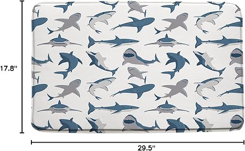 Miniatura 3 de GCTNBJL Tapete de baño con diseño de tiburón, diseño de tiburón azul océano, boca abierta, peces marinos, marnies, subacuáticos, para baño, cocina,