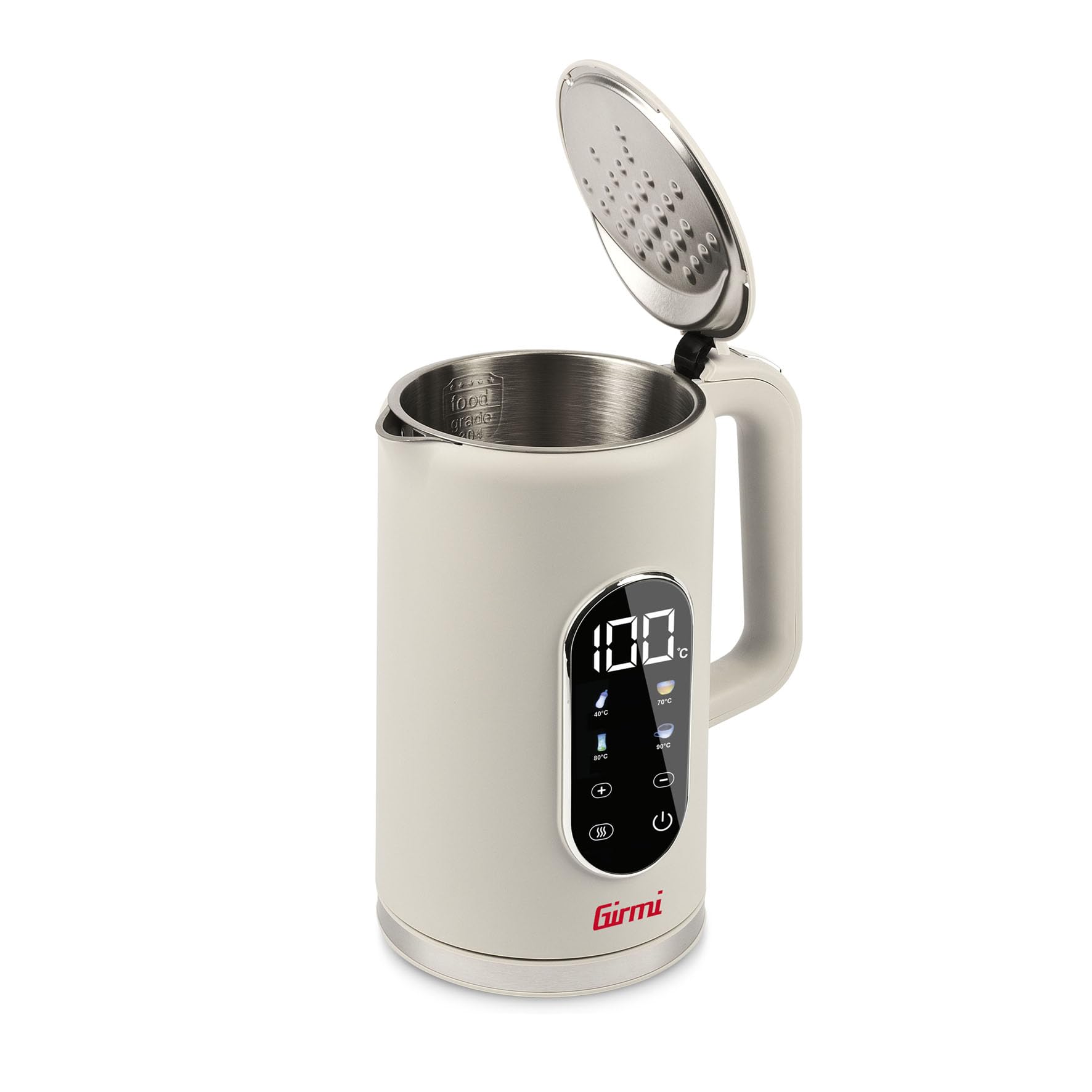 Girmi BL91 Bollitore, 2200W, 1,7 Litri, Contenitore INOX, Resistenza Nascosta, Super Display, Touch Screen, Bianco