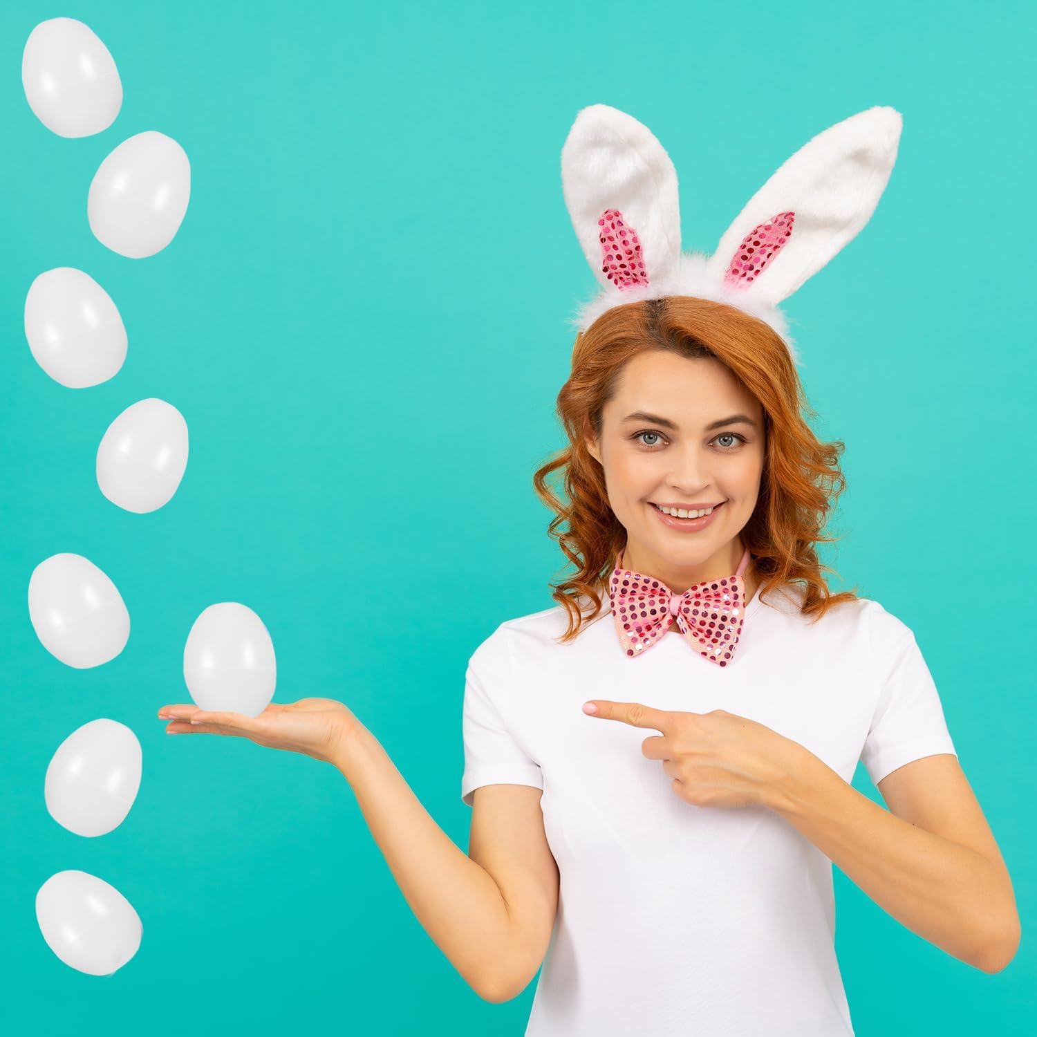 White Fillable Easter Eggs 50-Pack, Bright Plastic Easter Eggs with Hinge, Perfect For Easter Egg Hunt, Surprise Egg, 2.25" Fillable Eggs (500-Pack)