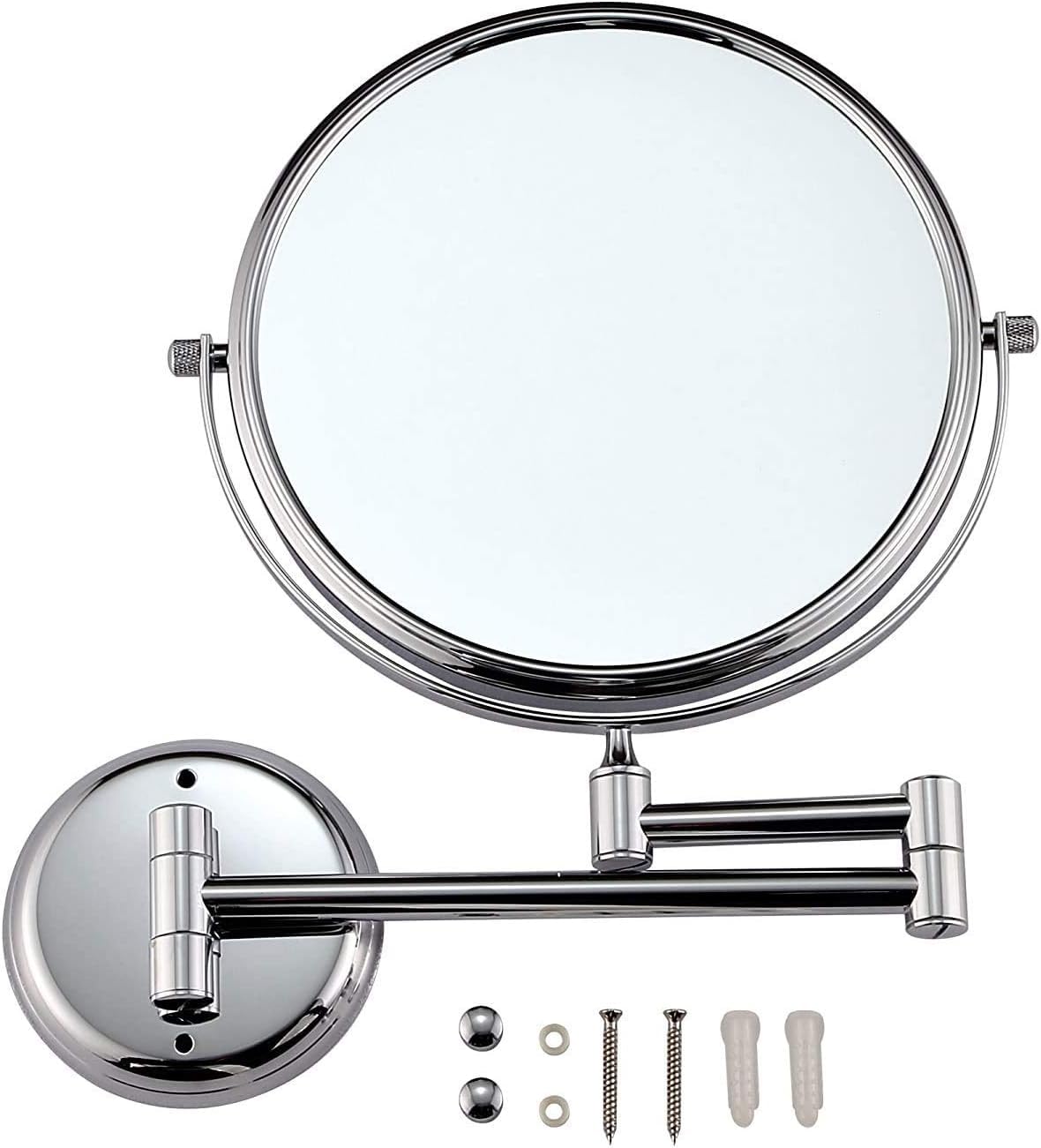 Specchio for trucco bifacciale in ottone e acciaio inossidabile