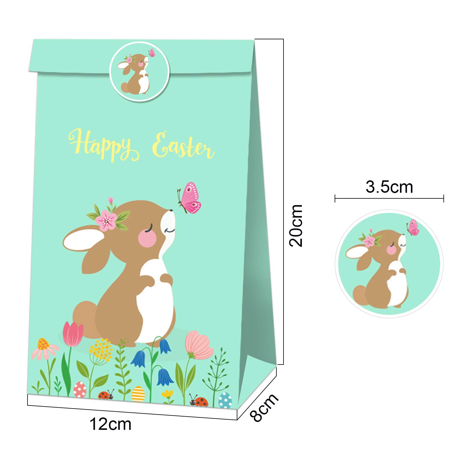 Sacchetti regalo di Pasqua, 12 sacchetti pasquali stampati, da riempire, coniglietto pasquale, set di sacchetti di carta per decorazione e regali per bambini e adulti