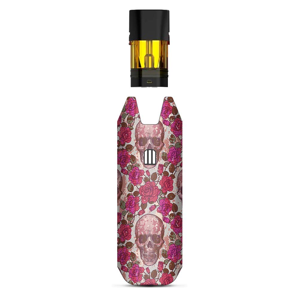 IT'S A SKIN Decal Vinyl Wrap Compatible with STIIIZY BIIIG Big <b>TM</b> Premium Vaporizers Sticker Sleeve Cover | Vape Stickers Skins Cover| Pink Roses with Skulls Distressed