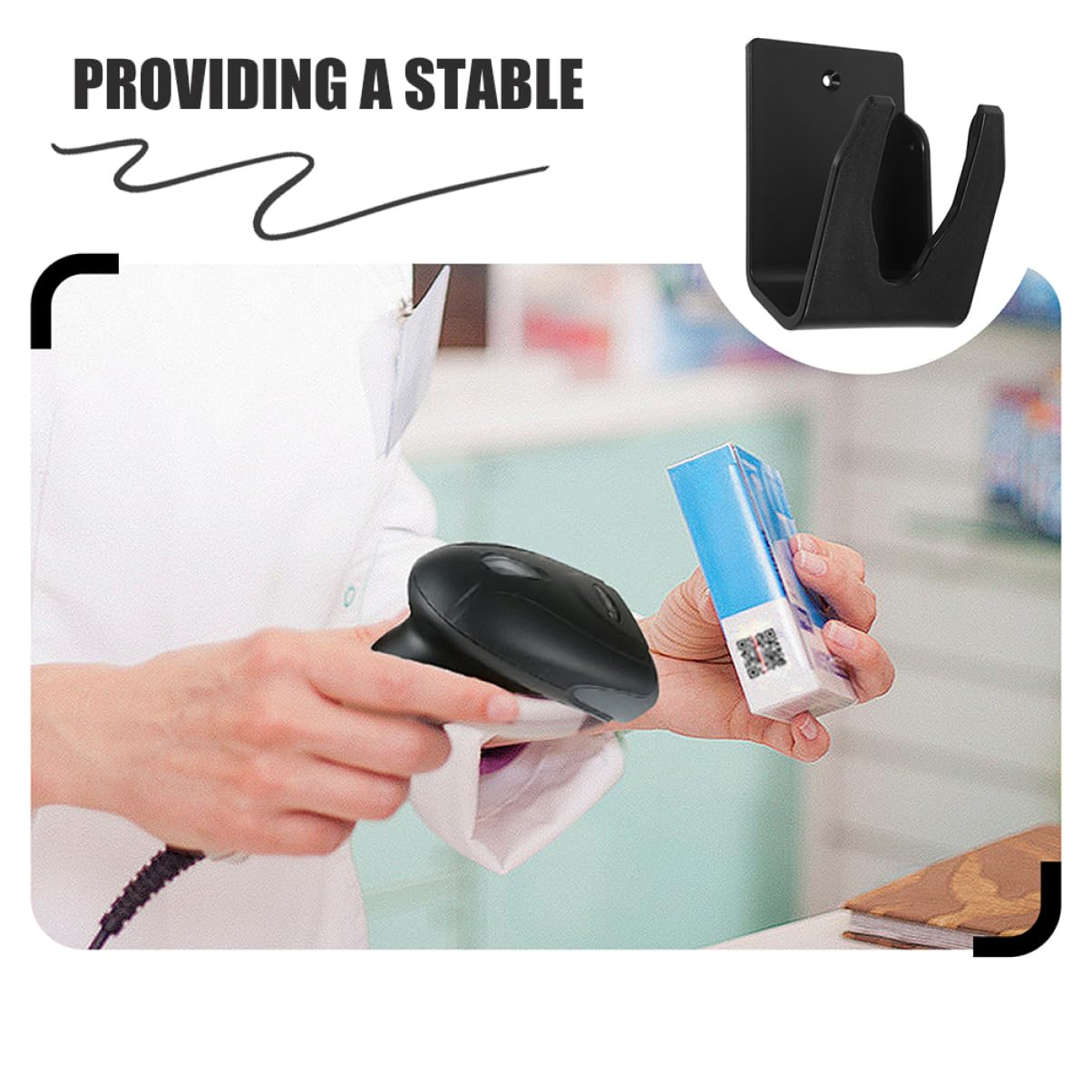 HOODANCOS Barcode Scanner Holder Mount Stand with Hanging Design for Desk or Wall Stable Hands-Free Scanner Bracket Ideal for Supermarkets Warehouses and Retail Stores - Image 4