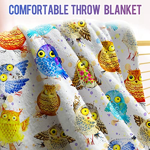 Levens Colorful Owl Blanket Gifts For Women Girls Boys Decor For Home Bedroom Living Room Lounge Couch All Seasons Soft Smooth Lightweight Plush Throw Blankets 50"X60" #TOP2