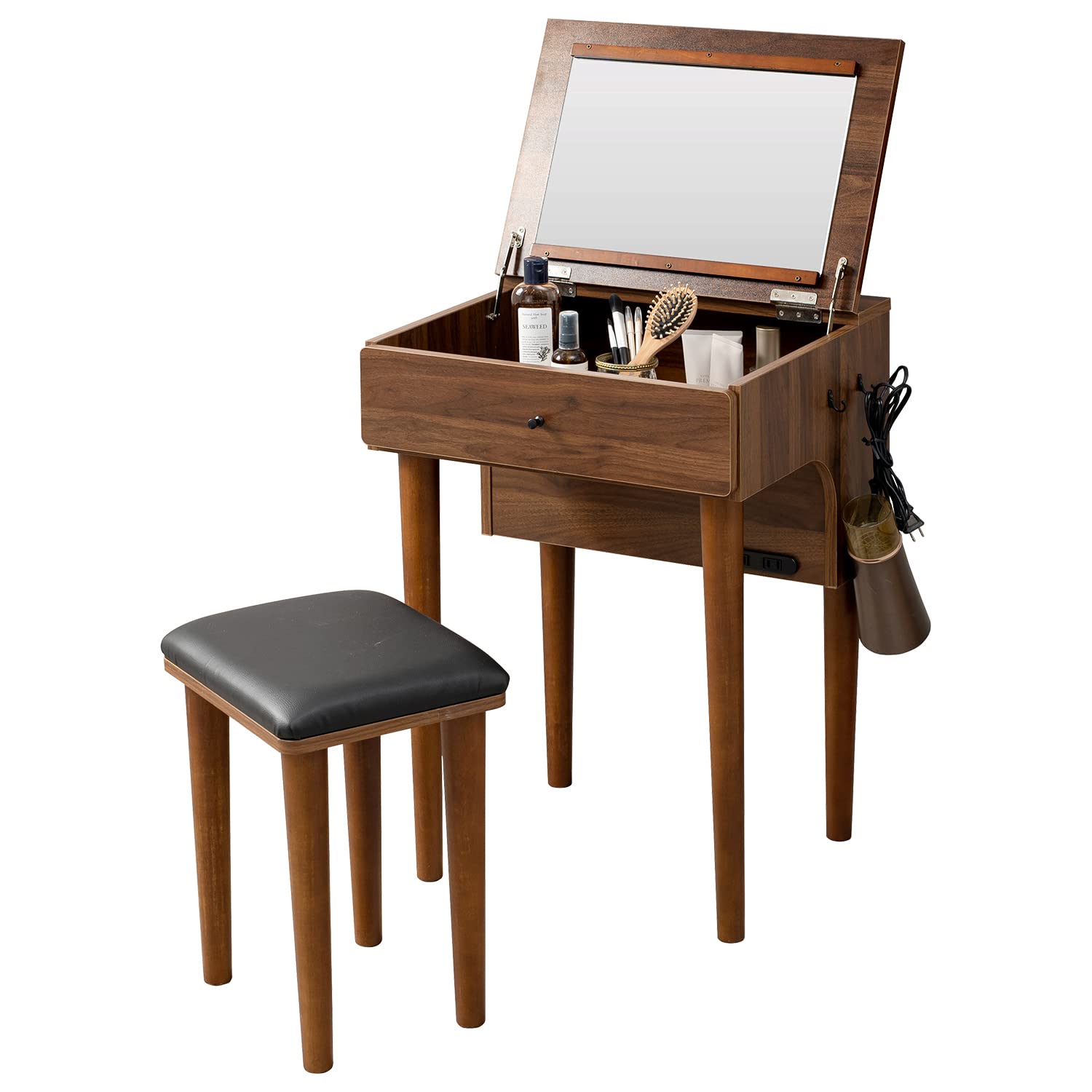 Amazon｜萩原 ドレッサー 化粧台 デスク コンセント付き  