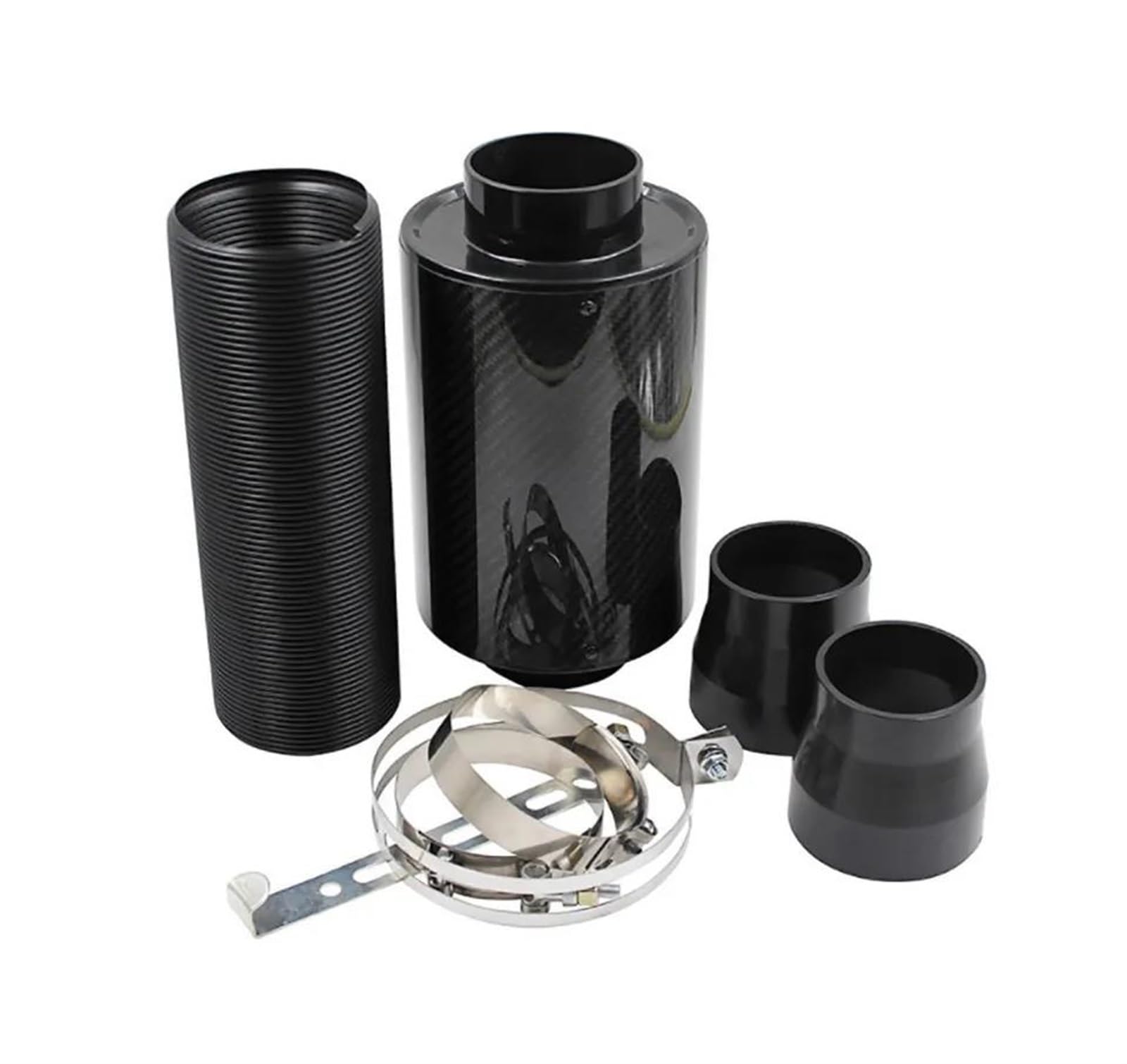 Tubo admisión aire Kit De Filtro Entrada Aire Tubo Entrada Coche Universal Aire Frío De 76mm/3 Pulgadas Fibra Carbono Con Manguera De Entrada De Alto Flujo