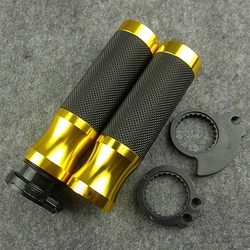 Manillar universal de moto 22 mm con empuñaduras de cuero aluminio oro 2