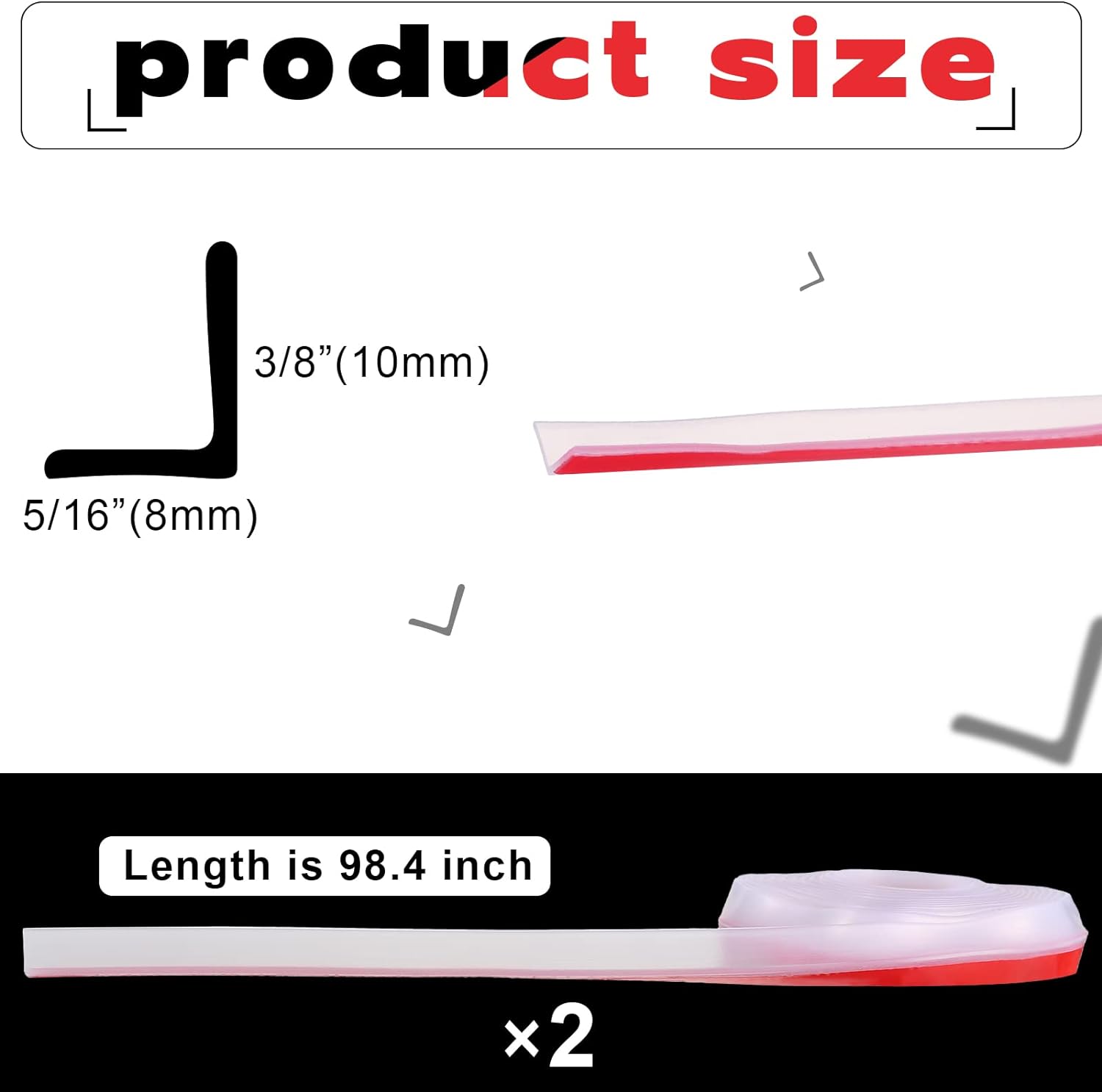 Tondiamo 2 Roll Shower Door Side Seal Strip 196.8 Inch Glass Frameless PVC Bulb Shower Door Bottom Adhesive Seal for Gap Edge Trim Gasket Sweep