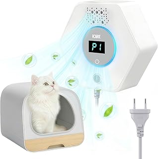 Katzenstreu Geruchsbeseitiger, Ozon & Negative Ion Cat Odor Eliminator mit Sensor Monitor, Katzentoiletten Desodorierer mit 3 Led Licht Modi, Lufterfrischer, Effektiver Luftreiniger Für Haustiergerüc