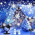 Toodour Snowflake Christmas Projector Lights, Double Head Dynamic Snowflake Projector Lights Outdoor Waterproof, Christmas Lights Holiday Decorative Lighting for Indoor Xmas Decor, Yard, Home, Bedroom