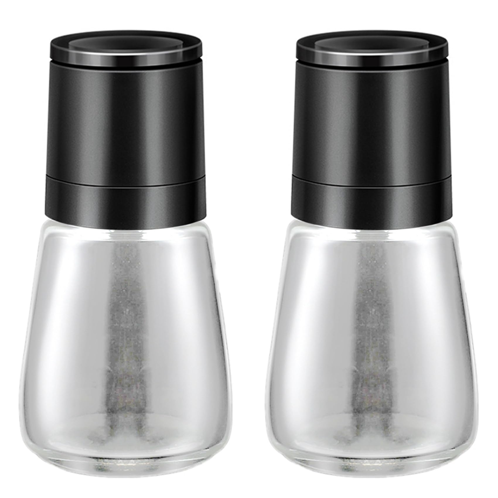 Vjsujehgy 2X Manual Salt Pepper Grinder Transparent Glass Grinder Peppercorn Grinder Seasoning Bottle Kitchen Gadgets Black