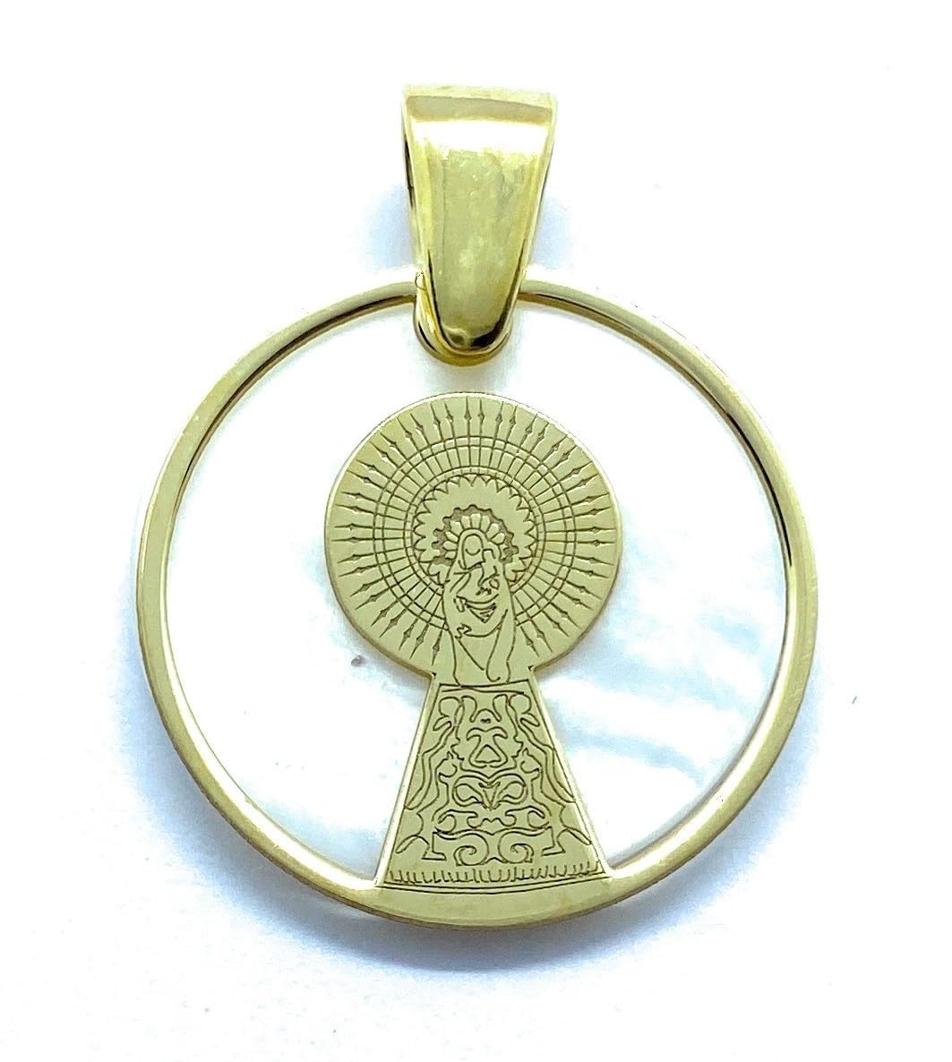 Medalla plata V.Pilar 30mm orla nácar ch®