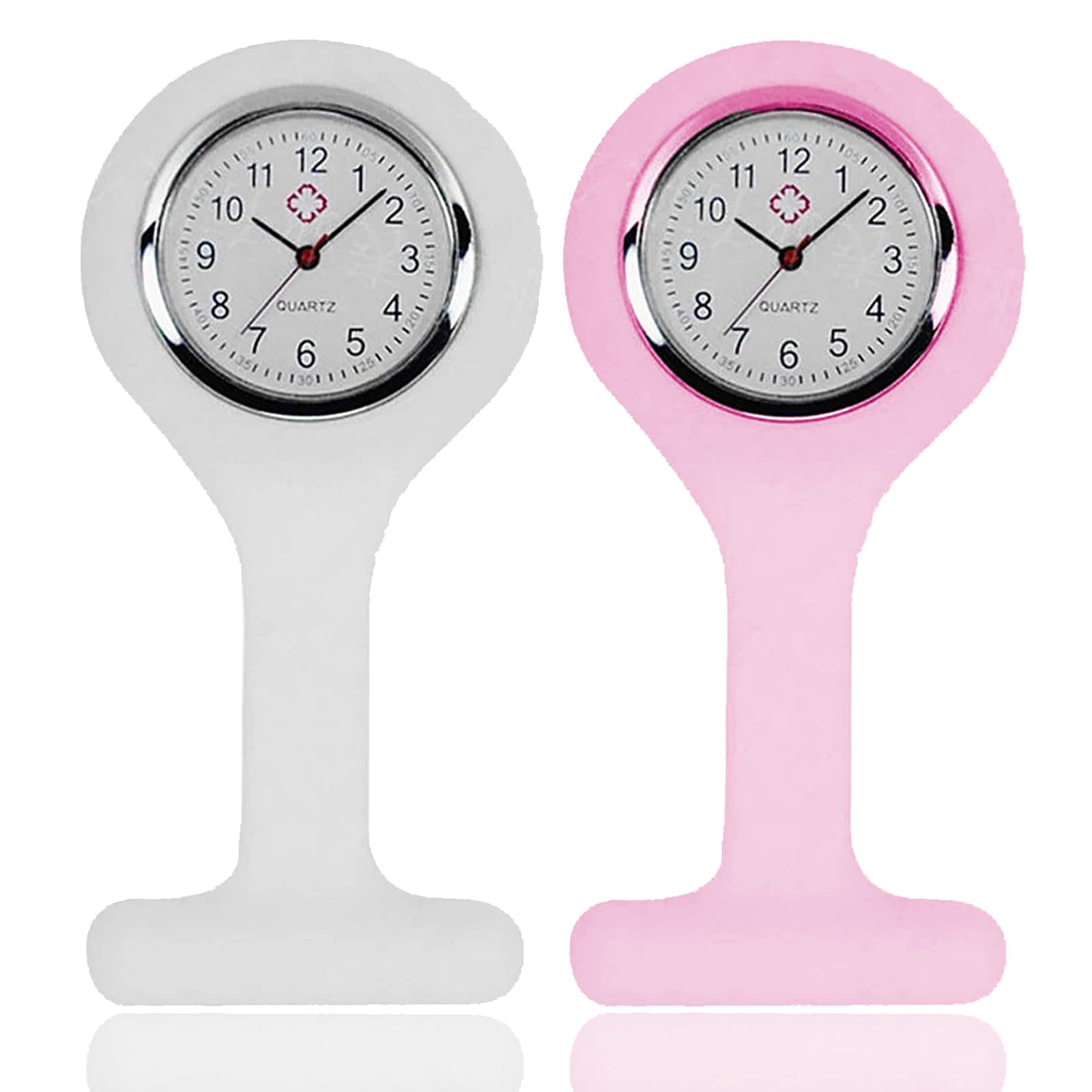 2 Pcs Nurses Watch, Pocket Clock with Pin Fob Watch Easy to Carry Fob Watches for Health Care, Doctor, Paramedic