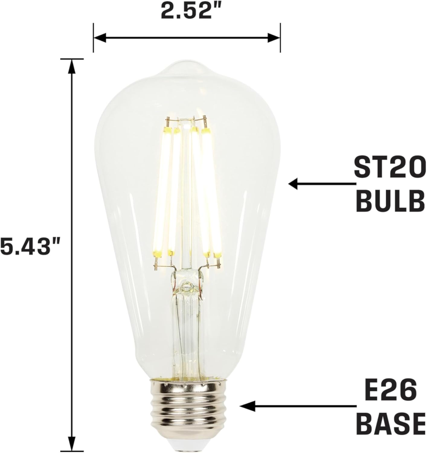 Westinghouse 5289020 13 Watt (100 Watt Equivalent) ST20 Dimmable Clear Filament LED Light Bulb, Medium Base, 6 Pack