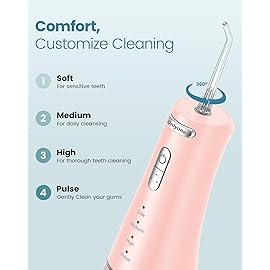 Onlyone Water Dental Flosser Pick for Teeth, 300ML Portable Oral Irrigator, Rechargeable Travel Irrigation Cleaner, Professional Electric Flossing Machine Birthday Gifts for Women,Mom,Girlfriend Pink
