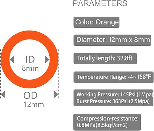 Miniatura 10 de Quickun Tubo neumático de poliuretano de 0.236 in x 0.157 in, manguera de aire para compresor de aire o transferencia de fluidos (azul 32.8 pies32.8