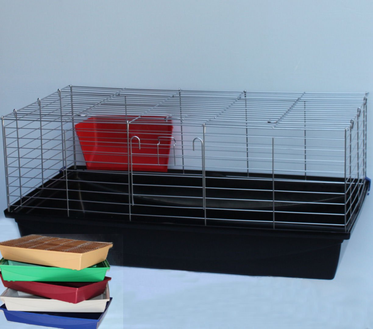 Hasenkäfig Meerschweinkäfig Käfig 1m rot blau grün beige weiß (Schwarz)