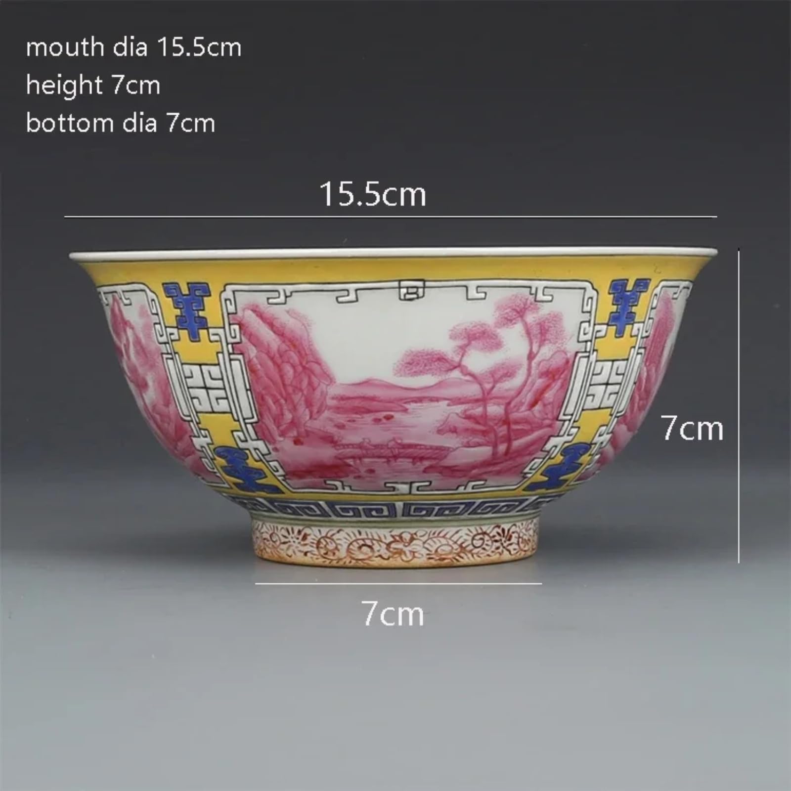 Handbemalte antike Porzellanschale, 15,5 cm, Qing-Dynastie-Stil, Keramikschale für Dekoration
