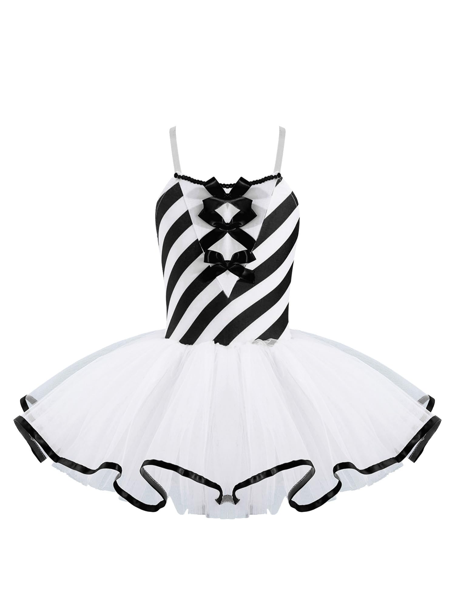 Chaoyinn Kids Girls Candy Cane Dress Halloween Christmas Cosplay Outfits Camisole Striped Tutu Dress Black 15-16 Years โ image 1