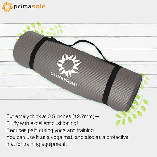 Miniatura 2 de Primasole - Tapete de ejercicio grueso de 12 con correa de transporte y estuche, para yoga, pilates, fitness en casa y gimnasio, 72 pulgadas de