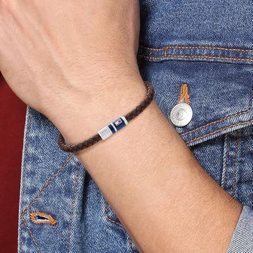 Tommy Hilfiger Jewelry Geflochtenes Lederarmband für Herren - Erhältlich aus Schwarz, Blau und Braun – Ansicht 3