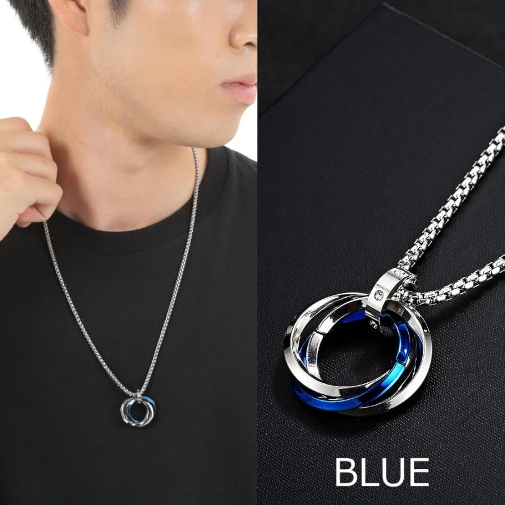 Men's Stylish Dual-Tone Ring Locket with Chain