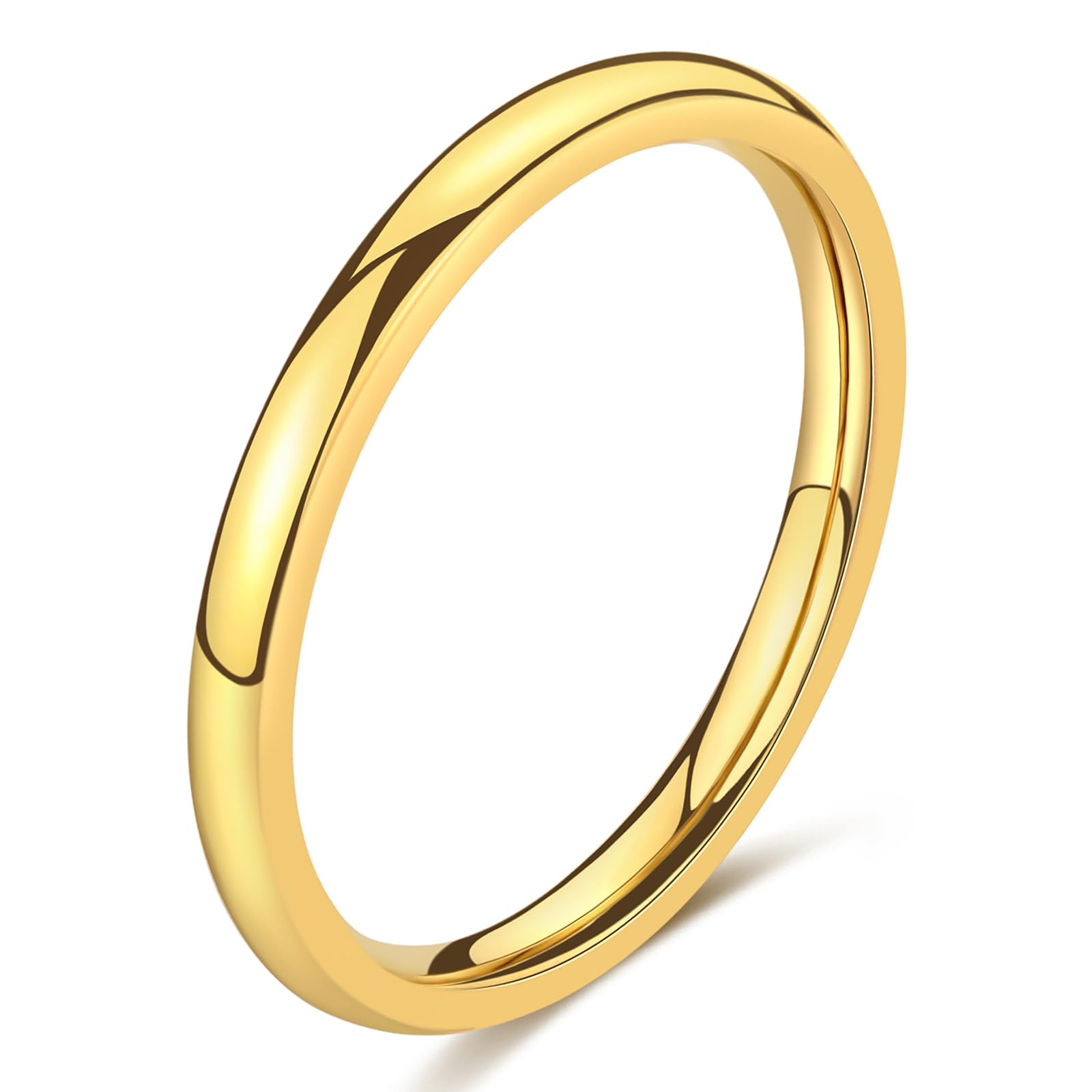 WFYOU Stainless Steel Wedding Band Ring Set - 1-8mm Width, Size 6-12, Gold/Silver Dome Comfort Fit