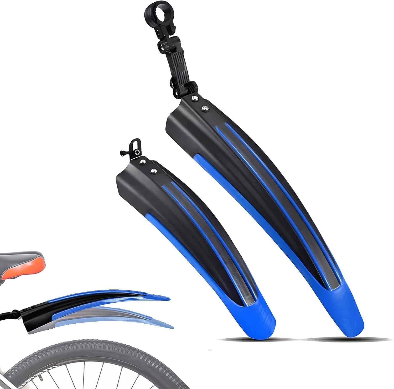 NINQ Fahrrad Schutzblech Set für Bulls Streetliner Evo 2024, Verstellbarer Vorne Hinten Fahrrad Schutzblech, Geeignet für 20-26 Zoll Fahrräder,B-Blue Sport & Freizeit