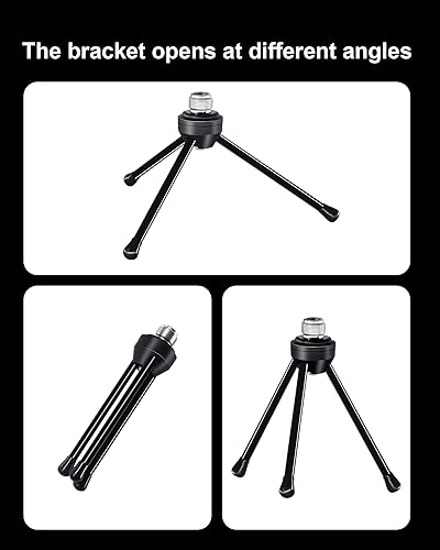 Miniatura 4 de Soporte de micrófono de escritorio con soporte de clip para micrófono, trípode plegable con pies antideslizantes, soporte de micrófono de escritorio