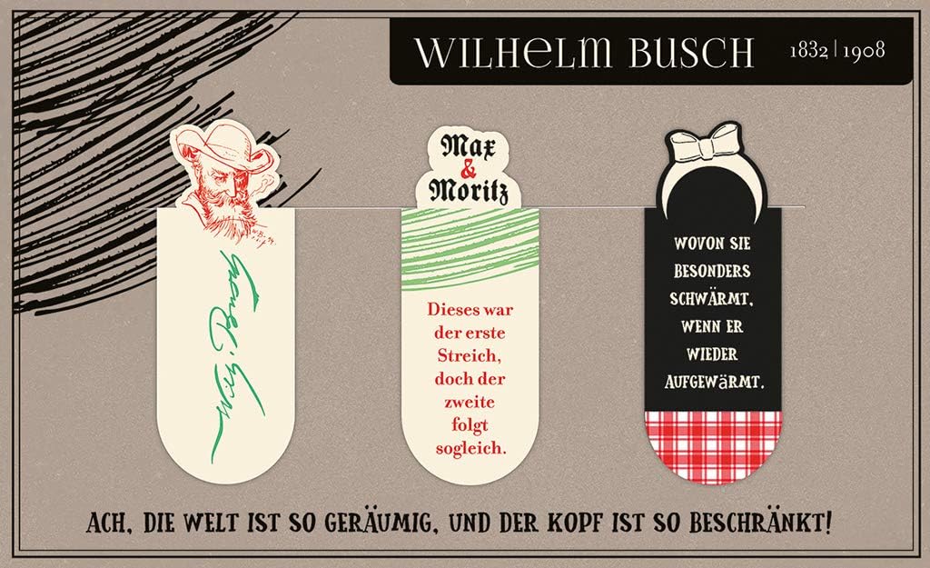 Wilhelm Busch Magnetic Bookmark Set of 3 Magnetic Bookmark Charming Illustrated