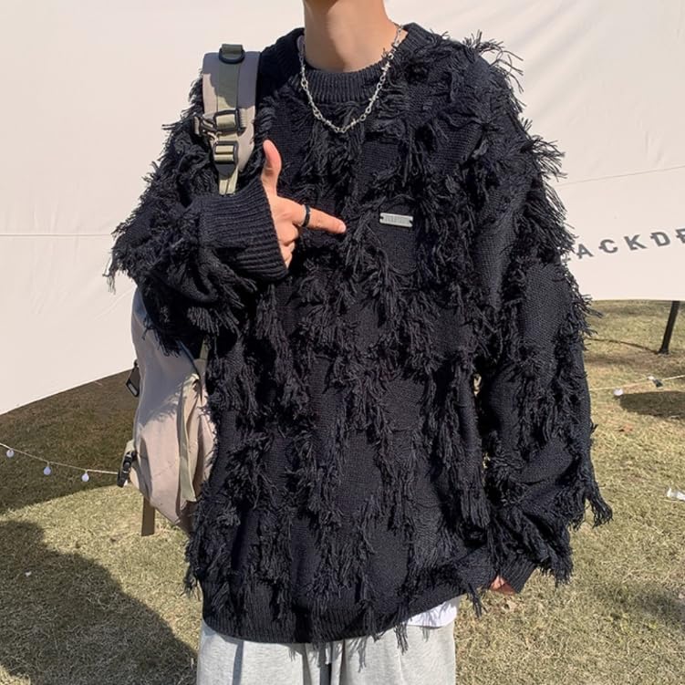 Men's Pullover Sweaters Grunge Crew Neck Distressed Sweater Y2k Sweaters Goth Vintage Oversized Sweater Men3