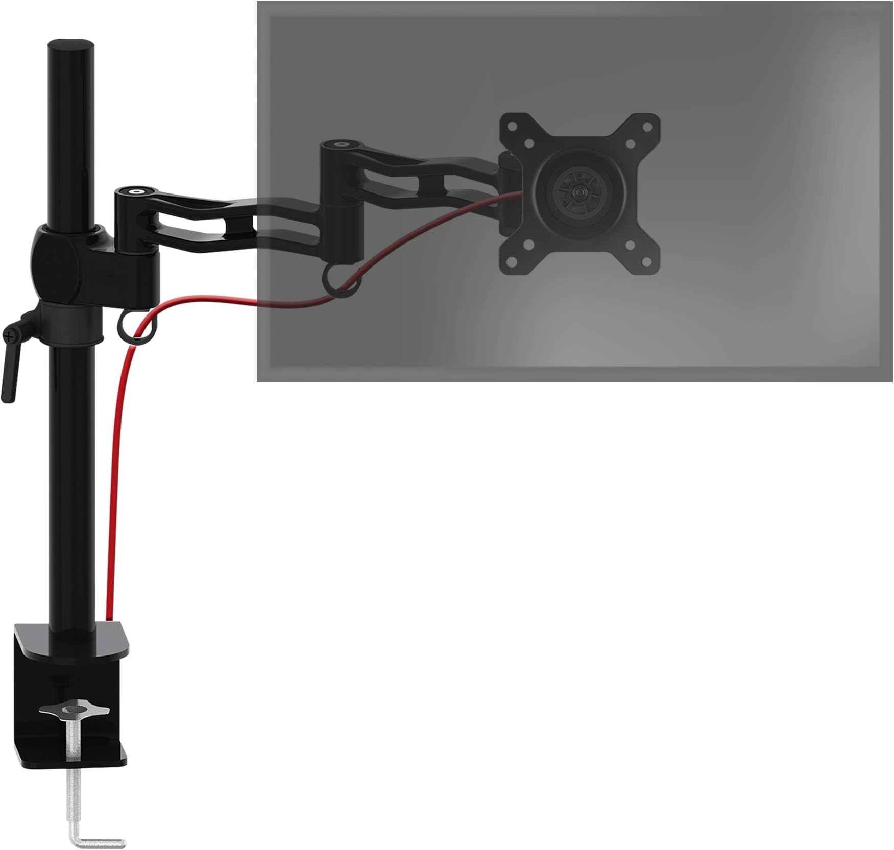 Duronic DM351X3 Single LCD LED Desk Mount Arm Monitor Stand Bracket with Tilt & Swivel (Tilt ±15°|Swivel 180°|Rotate 360°)