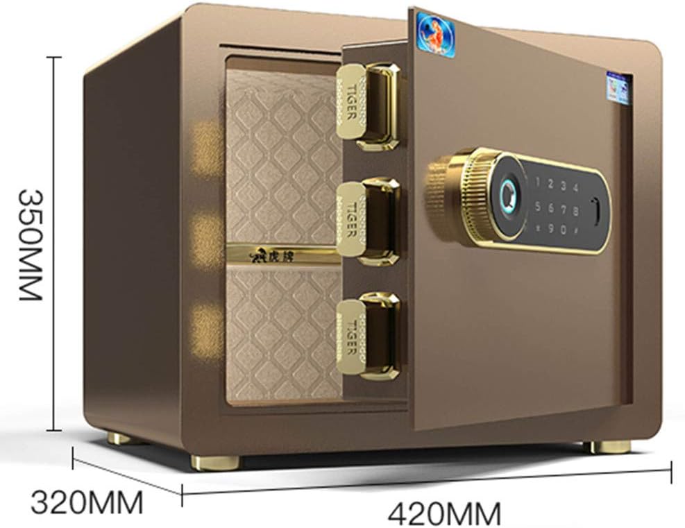 Box, Home/Office/Travel Convenient and Compact, Smart Alarm, Remote Monitoring Safe Small Safe/Coffee / 42×32×35cm