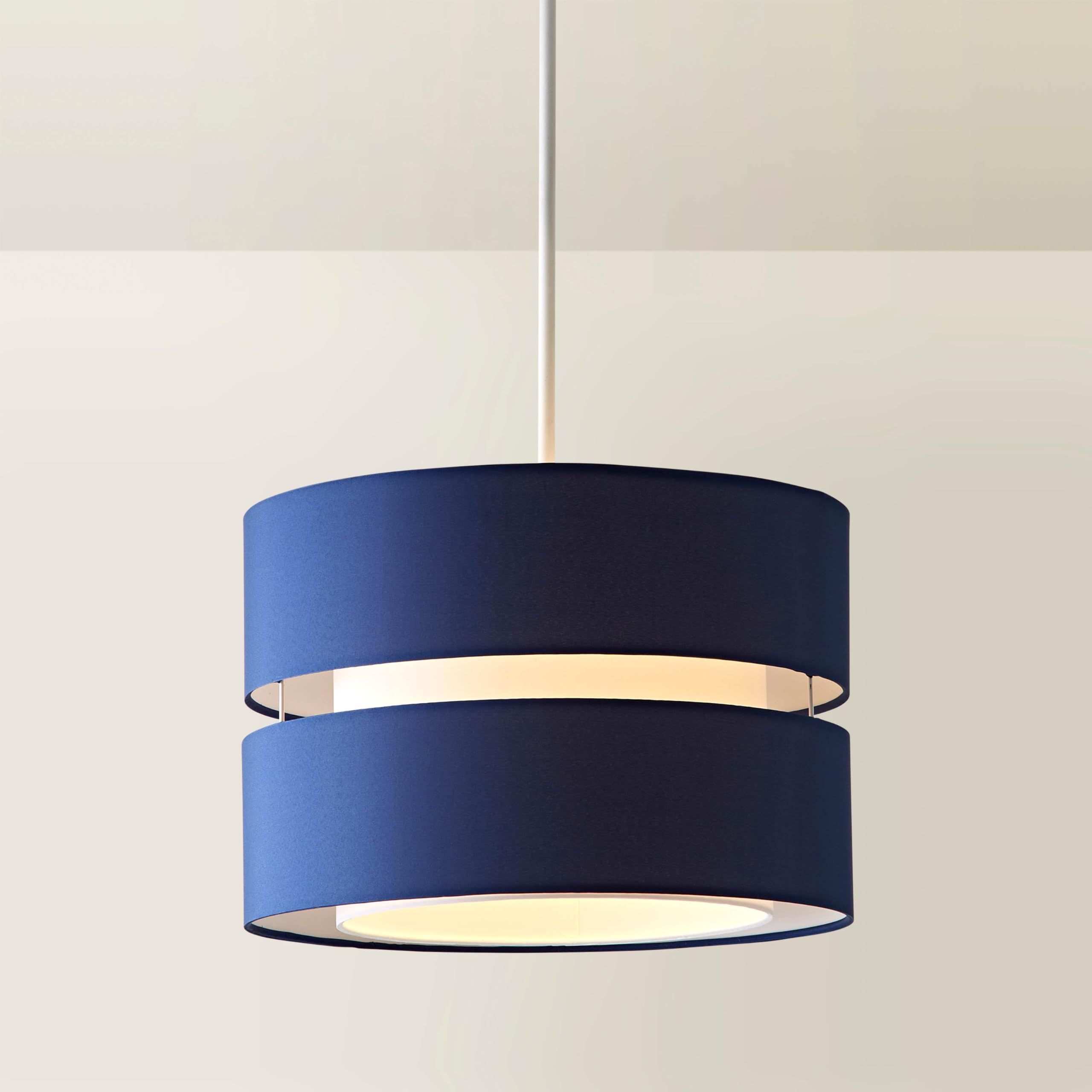 ValueLights | Large Navy Blue 2 Tier Pendant Drum Lampshade | Lamp Shades, Home Décor & Improvement Essential | 350mm Shade Width