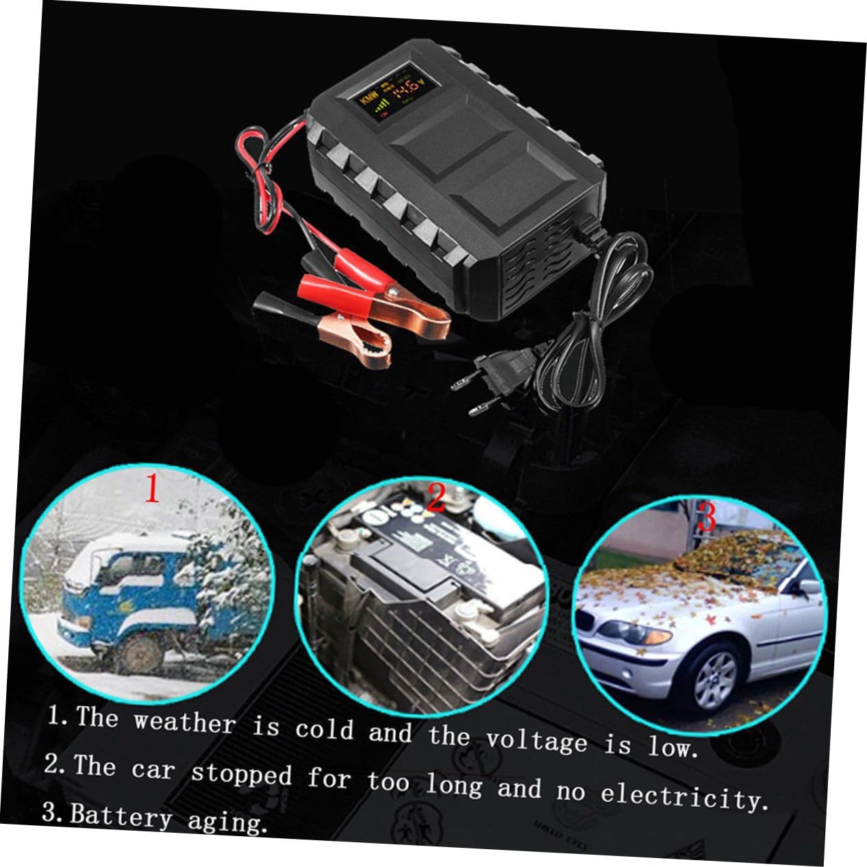 STOBAZA Chargeur Batterie Auto pour et Camions Protection Multiple Surchauffe et Courts Circuits Compatible Batteries Acide Charge Stable et Sécurisée