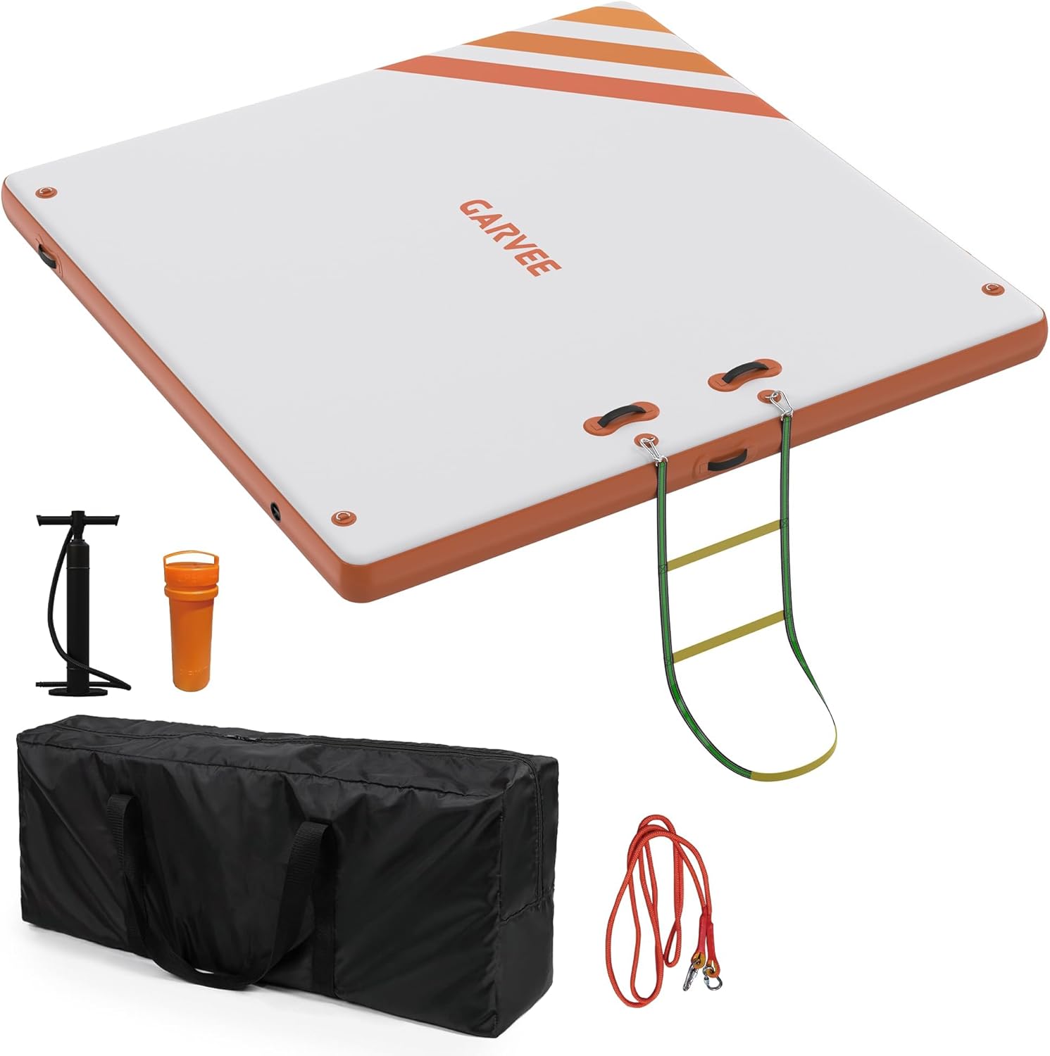 Inflatable Floating Dock, Air Dock Platform with Rope Ladder, Non-Slip Swimming Water Platform, Heavy Duty Floating Island Raft for Pool, Beach, Lake, Ocean