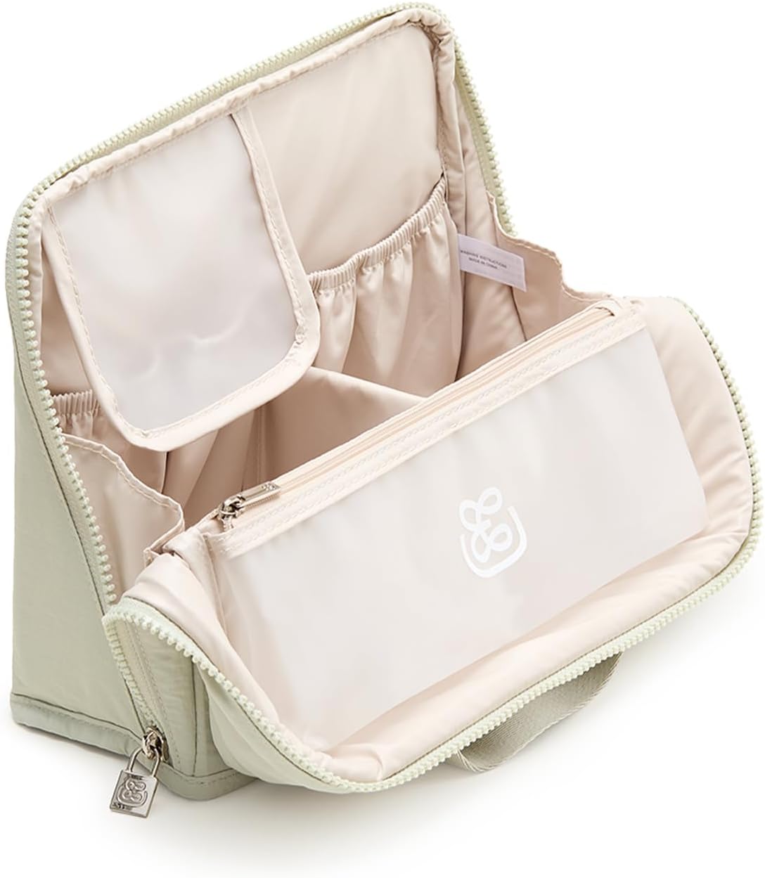 EACHY Standing Makeup Bag - Large Waterproof Cosmetic Bag & Toiletry Bag Organizer with Phone Holder, Detachable Dividers, Wipe-Clean Brush Pouch for Women
