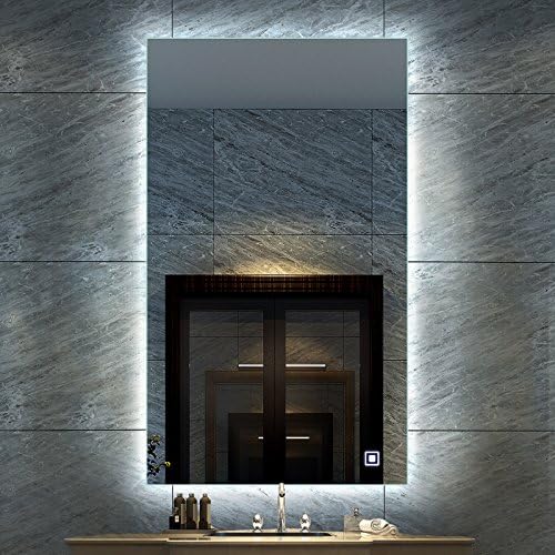 Miniatura 7 de Espejo para tocador, para pared, con luz LED y desempañador, de calidad comercial, con retroiluminación atenuable.