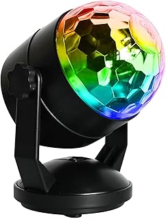 Disco Lights 7 Colors RGB Disco Ball Light Sound Activated Strobe Lights Battery/USB Powered Flashing Lights Rotating Disco Ball for Kids Stage DJ Lights for Party Christmas KTV Birthday Decorations