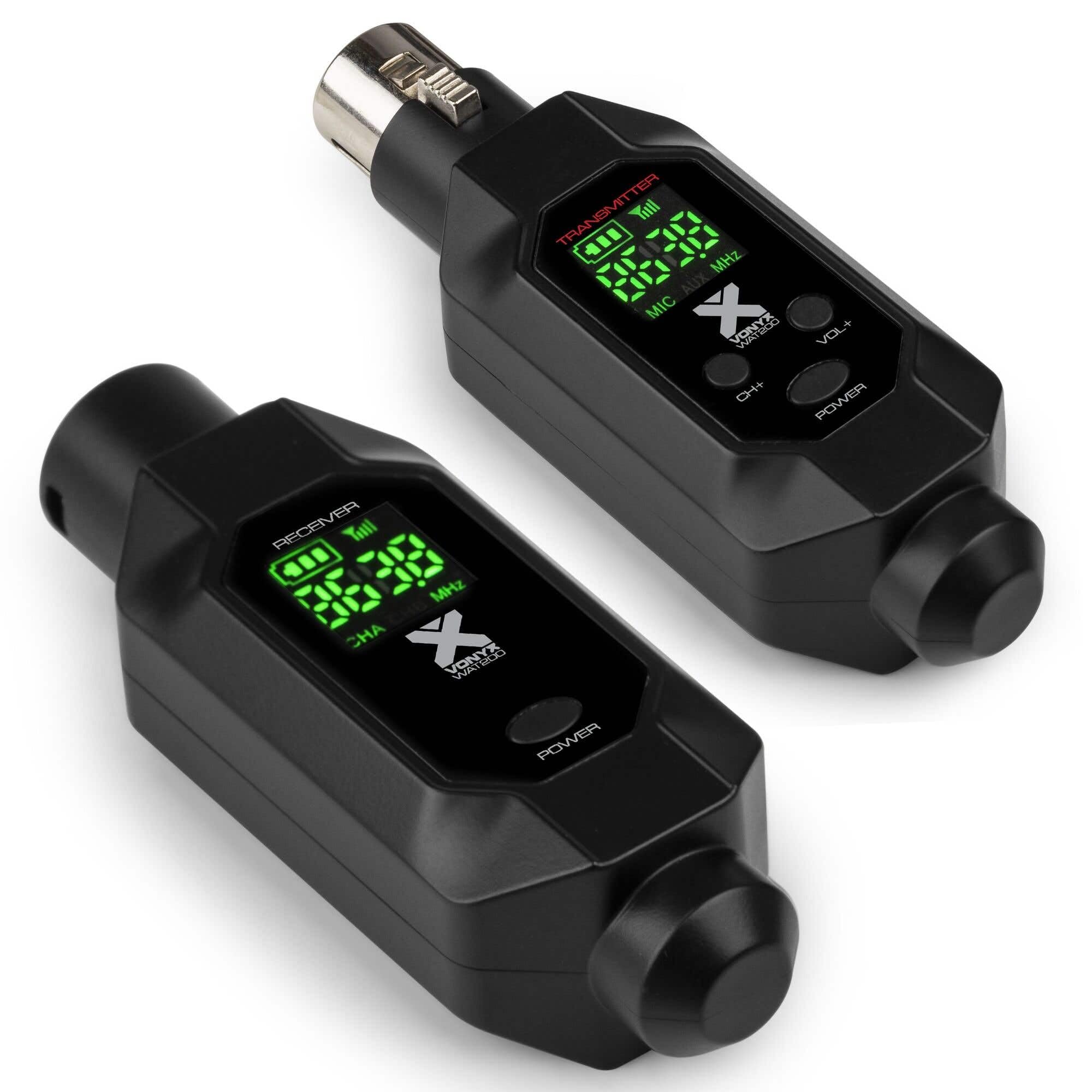 Power Dynamics WAT200 – XLR Funk Sender Empfänger für Mikrofon Kabellos, 70m Reichweite, Wireless Funk Mikro Adapter, 5h Akku, Funkmikrofon Adapter, 16 Kanäle Wireless Mic, Funk Audio Übertragung
