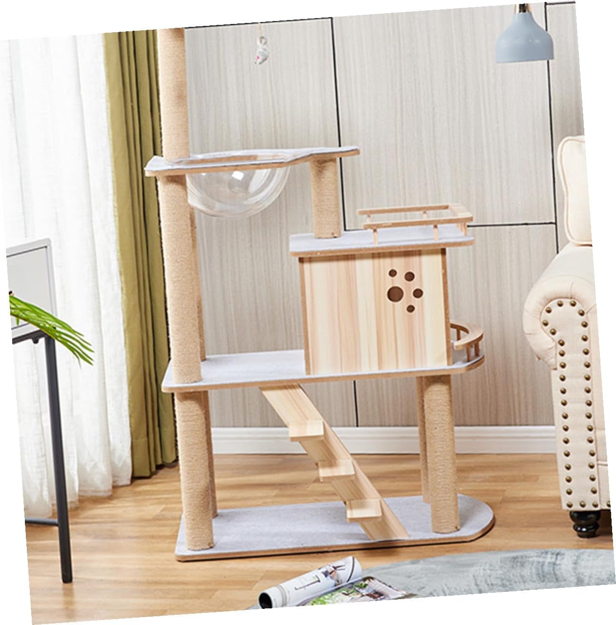 Large Multi-Layer Solid Wood Cat Climbing Stand with Felt Cover Four-Season and Scratching Post for Pet Supplies