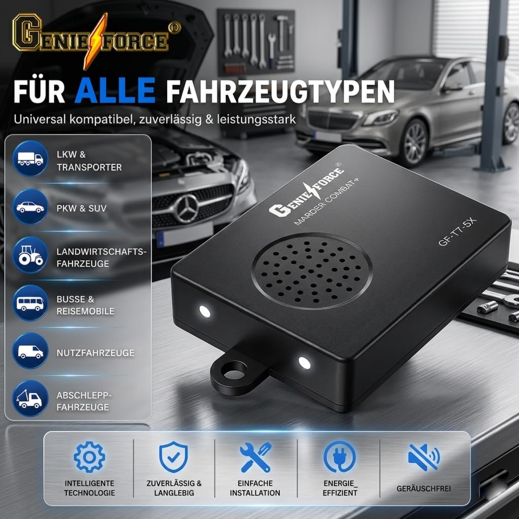Genieforce [2 Set] Marder Combat+ Marderschutz, Marderschreck Ultraschallgerät, Marderabwehr fur Autos und Kraftfahrzeuge - GF-T7-5X