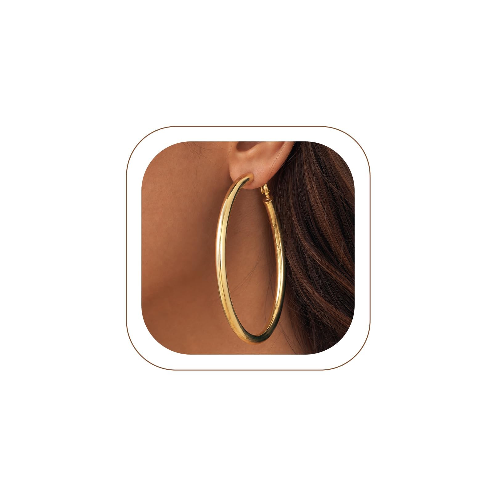 U7 Silver/Black/Gold 5mm Chunky Hoop Earrings for Women,20/30/40/60/80mm