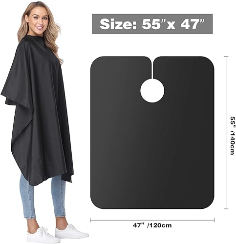 Vista 5 de Professional Salon Barber Cape for Men/Women - Hairdressing Waterproof Hair Cutting Cape with Adjustable Snap Closure