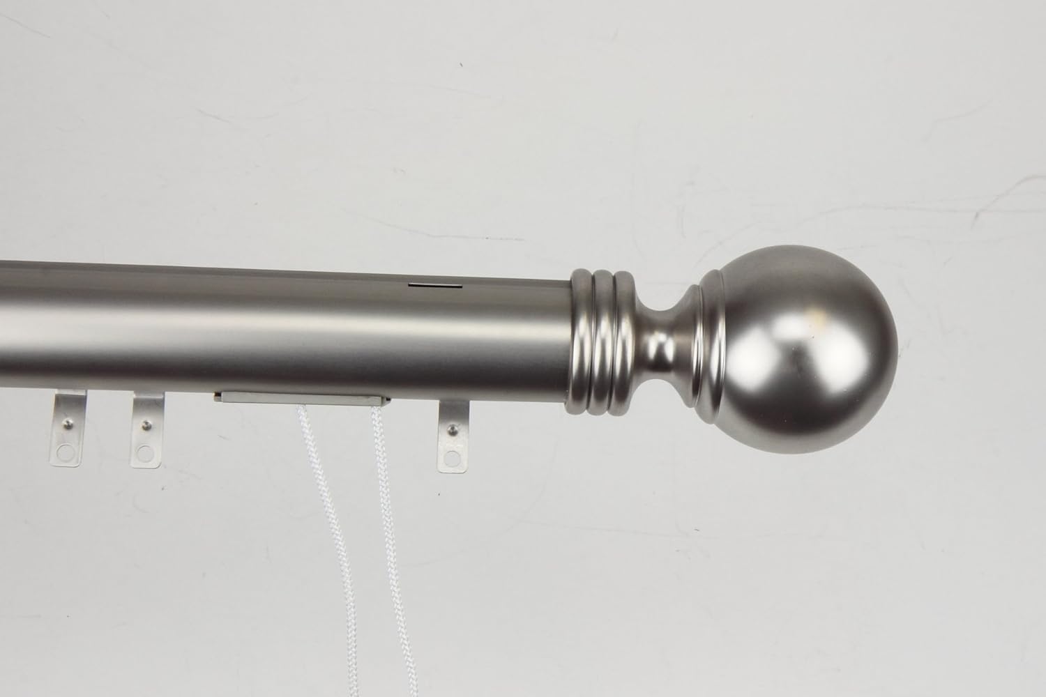 Decorative Traverse Curtain Rod w/Sliders Ball Finial 84-156 inch - Black