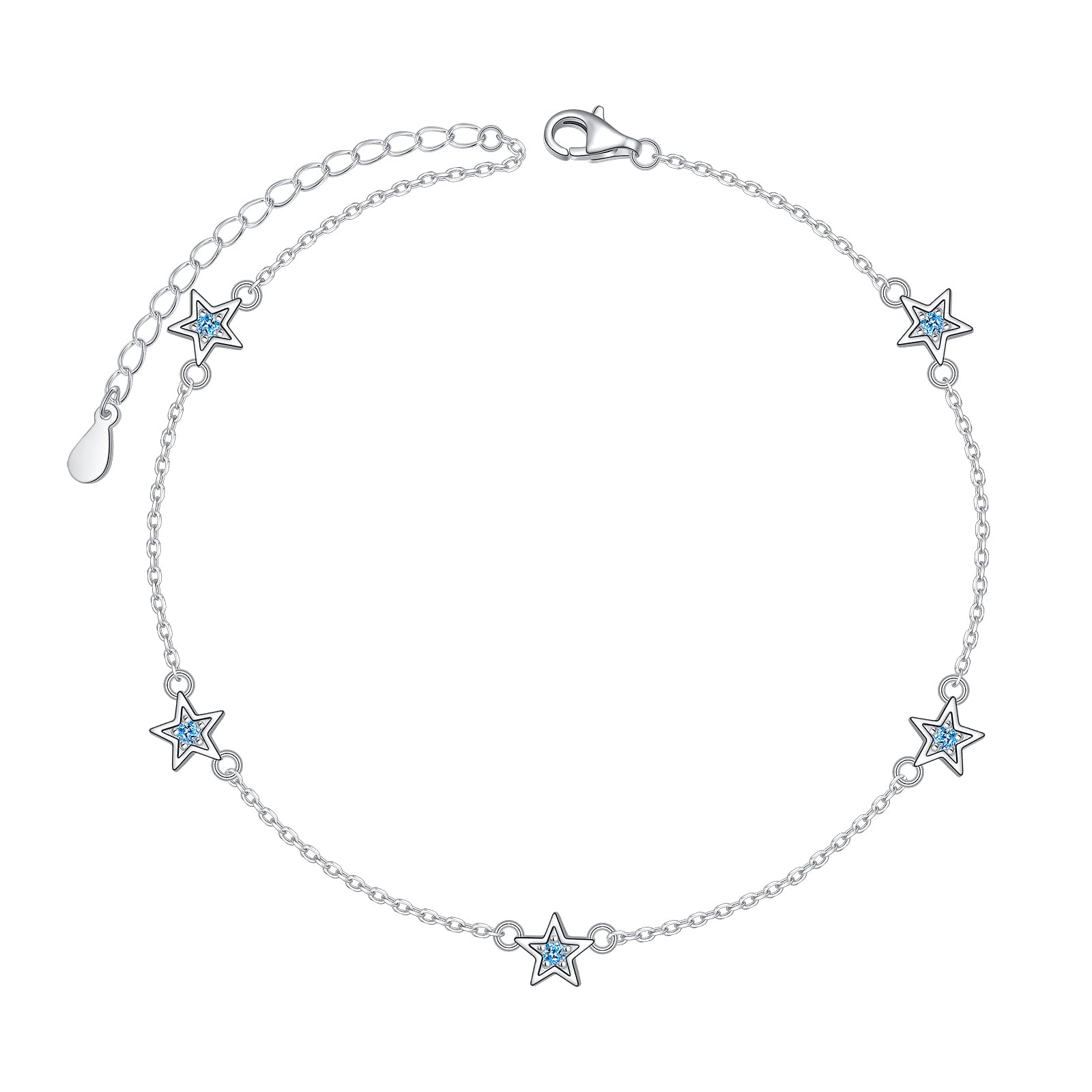 Anklet for Women 925 Sterling Silver Foot Adjustable Ankle Bracelet Jewelry