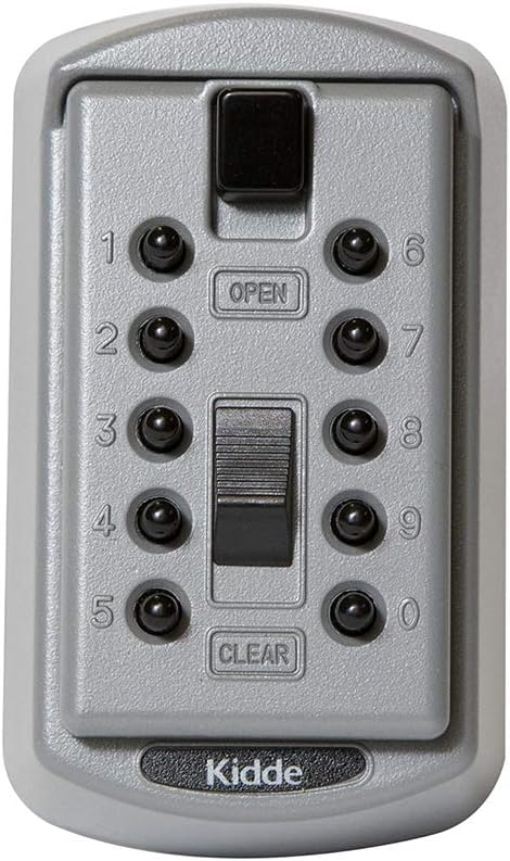 Kidde AccessPoint 001170 KeySafe Original Slimline Push Button Combination Permanent Key Lock Box, 2-Key, Titanium Gray