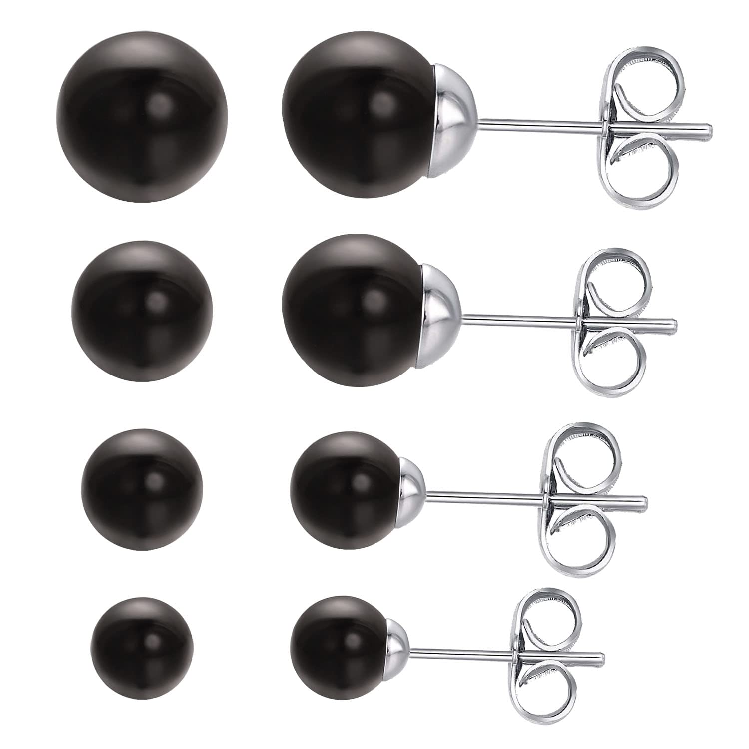 Vissen Orecchini da donna, set di piercing per orecchie multicolore, perle coltivate, gioielli chic perlato, orecchini pulci da donna, 4 mm, Acciaio inossidabile