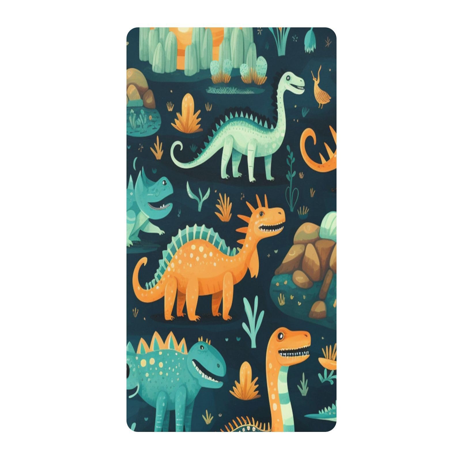 Dibujos Animados De Dinosaurios Negros Arte Sábana de Cuna para Niños Pequeños,Sábanas de Algodón Suave para Bebés Aptas para Colchón Corralito